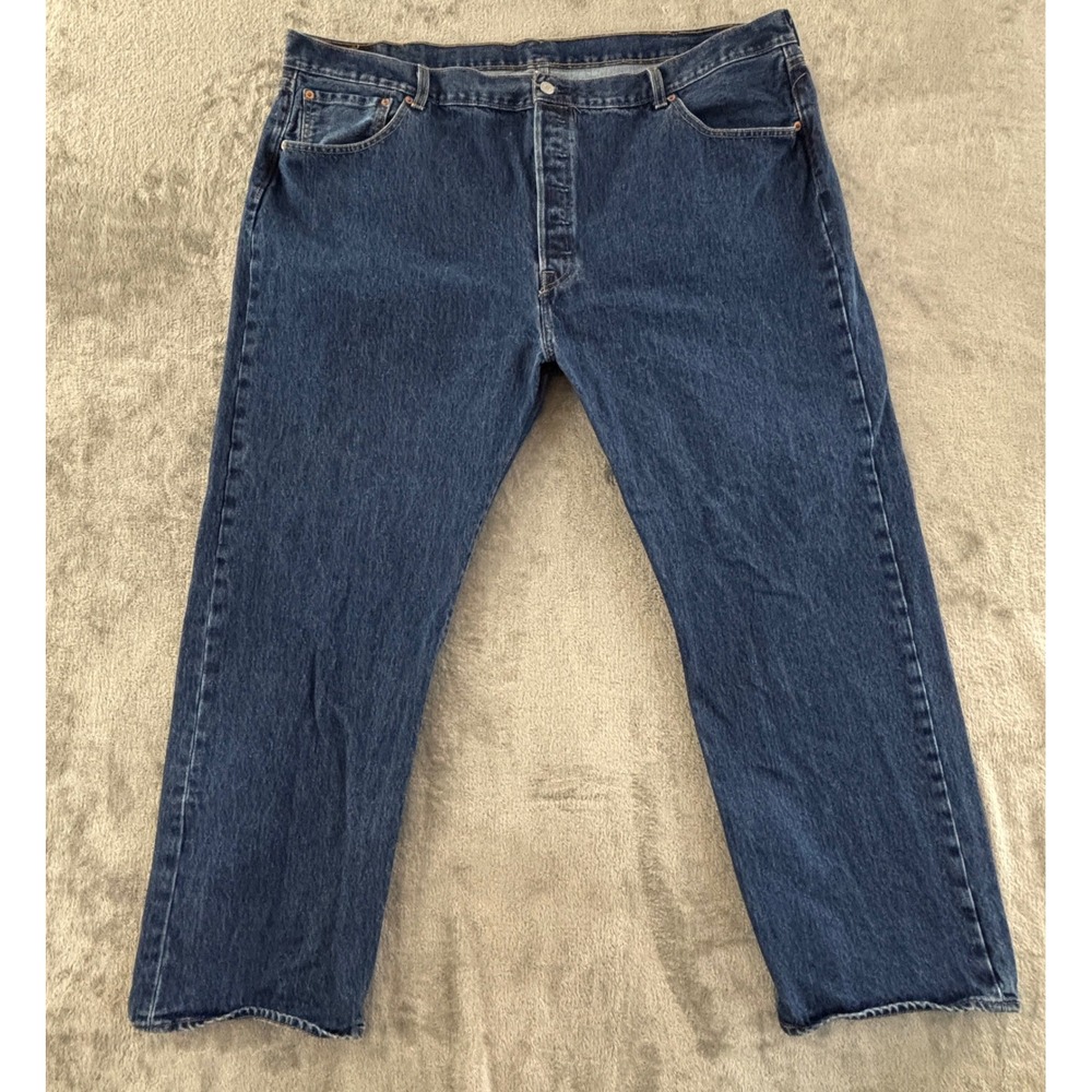Levis 501 Original Fit Jean Mens 48x30 Dark Wash Button Fly Straight Leg Hemmed